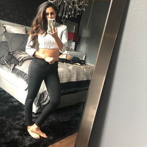 Bebe Crop Leather Jacket- 3/4 sleeve